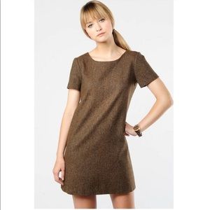 Theory Ellode Tweed A-Line Wool & Silk Brown Dress